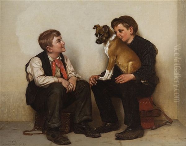 While Away A Few Hours Oil Painting by John George Brown