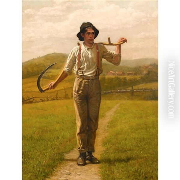 Fieldhand With Scythe Oil Painting by John George Brown