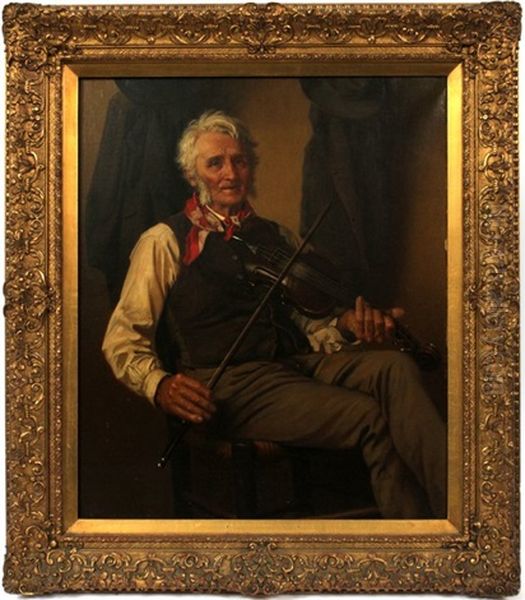 The Old Fiddler Oil Painting by John George Brown