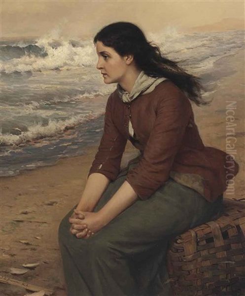 When The Flowing Tide Comes In Oil Painting by John George Brown