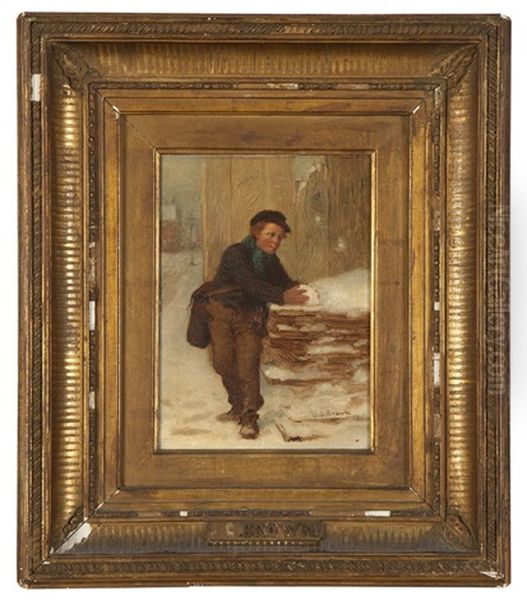 Boy Holding A Snowball by John George Brown