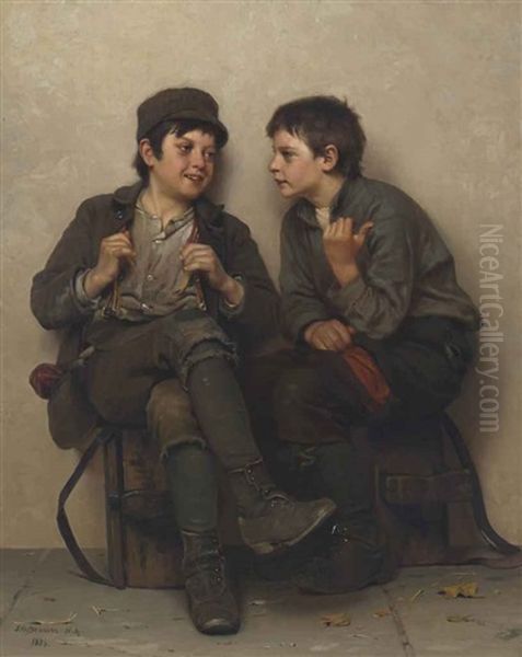 A Deep-laid Scheme Oil Painting by John George Brown