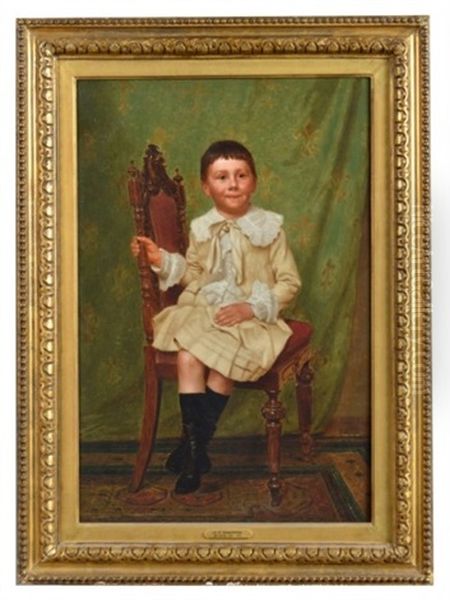 Portrait Of A Young Boy Oil Painting by John George Brown