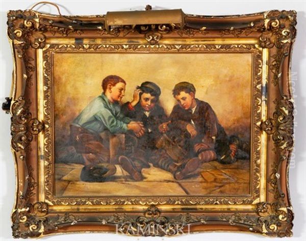 Three Boys Oil Painting by John George Brown