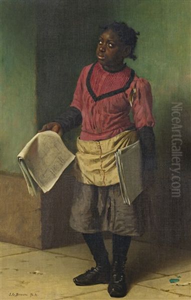 Morning Papers Oil Painting by John George Brown