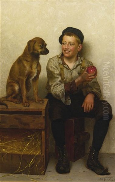 Teasing The Pup Oil Painting by John George Brown