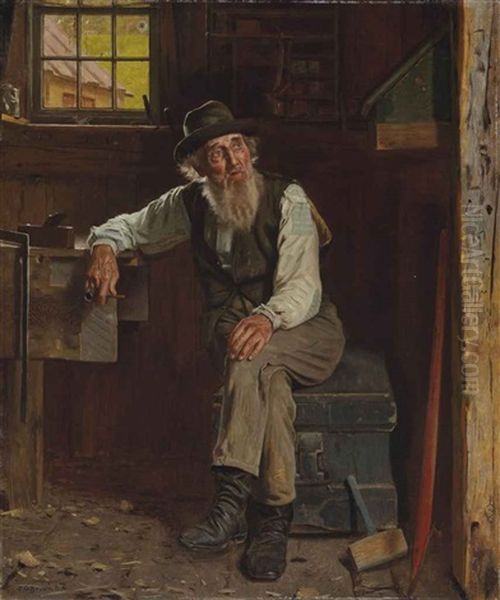 Living In The Past Oil Painting by John George Brown