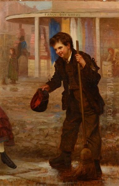 The Little Street Sweeper Oil Painting by John George Brown