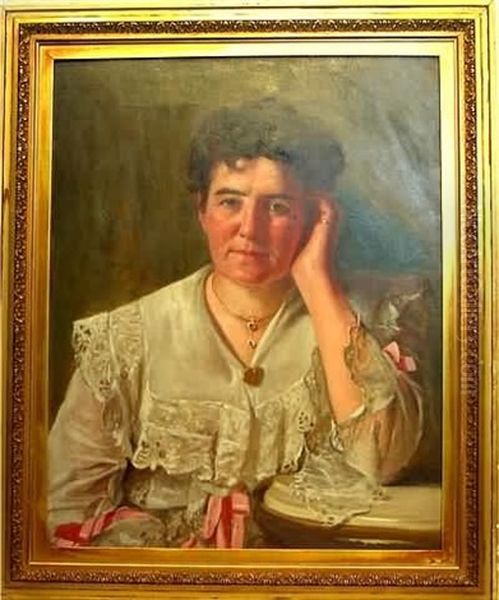 Portrait Of Artist's Wife Oil Painting by John George Brown