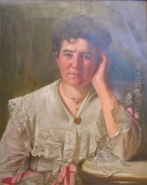 Portrait Of Artist's Wife Oil Painting by John George Brown