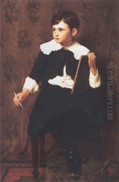 Portrait Of Samuel D. Mccomb As A Young Boy Oil Painting by John George Brown