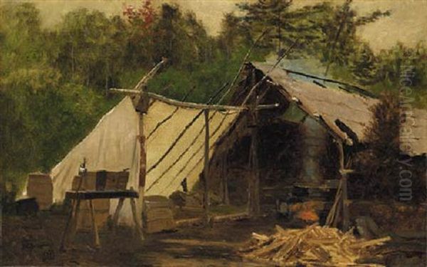 Camp In The Maine Wood, No.3 Oil Painting by John George Brown