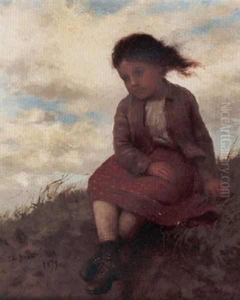 A Windy Day Oil Painting by John George Brown