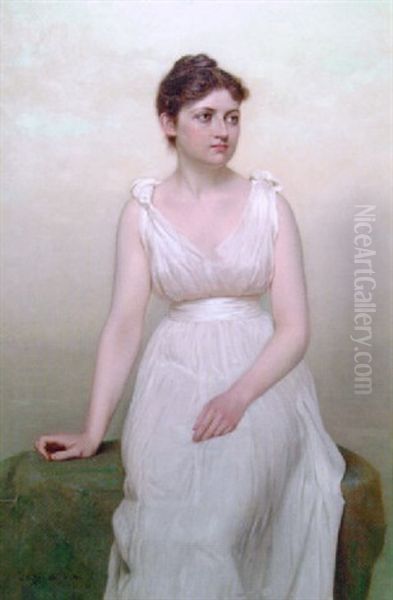 Portrait Of The Artist's Daughter Oil Painting by John George Brown