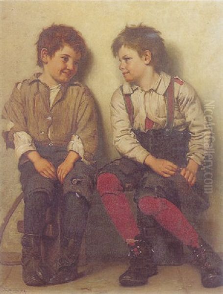 Getting Acquainted Oil Painting by John George Brown