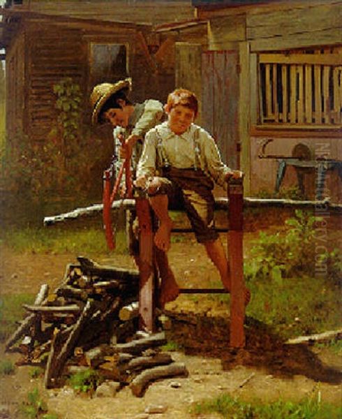 Chores Oil Painting by John George Brown