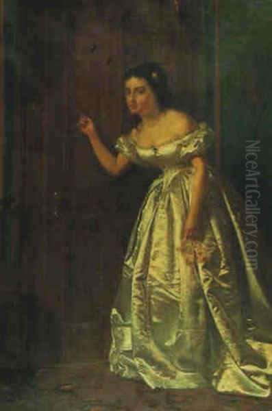 A Girl By A Door Oil Painting by John George Brown