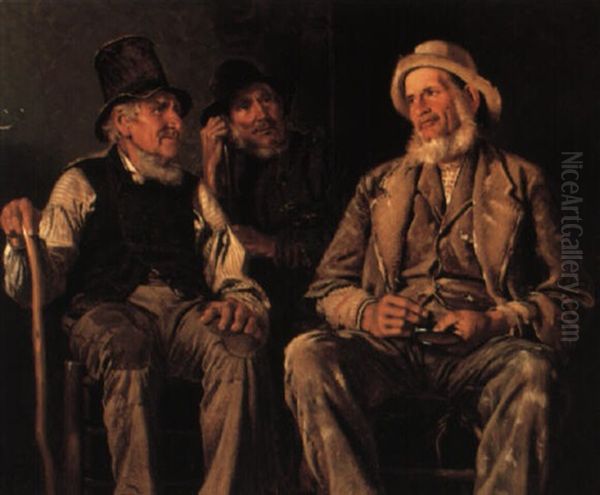 Three Old Codgers Oil Painting by John George Brown