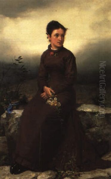 Portrait Of A Young Woman Oil Painting by John George Brown