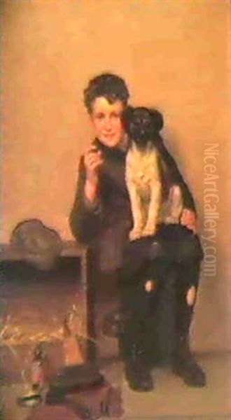 The Bootblack And His Dog (see My Dog) Oil Painting by John George Brown