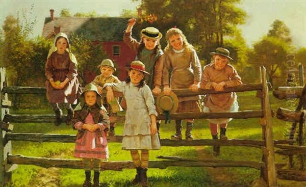 Watching The Train Oil Painting by John George Brown