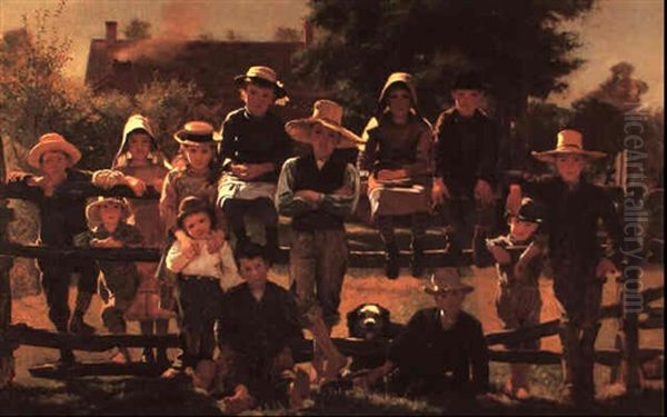 Farm Children Oil Painting by John George Brown