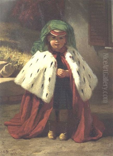 Little Girl With Ermine Coat Oil Painting by John George Brown