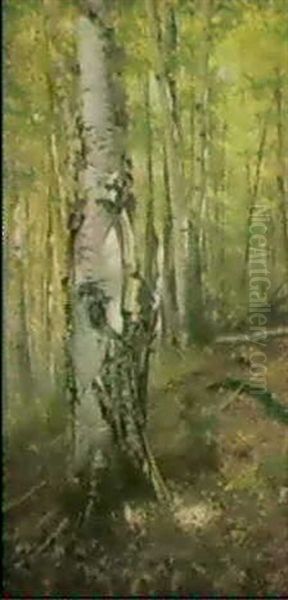 Siver Birches Oil Painting by John George Brown