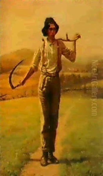 Fieldhand With Scythe by John George Brown