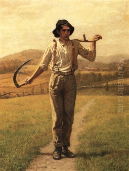 Fieldhand With Scythe Oil Painting by John George Brown