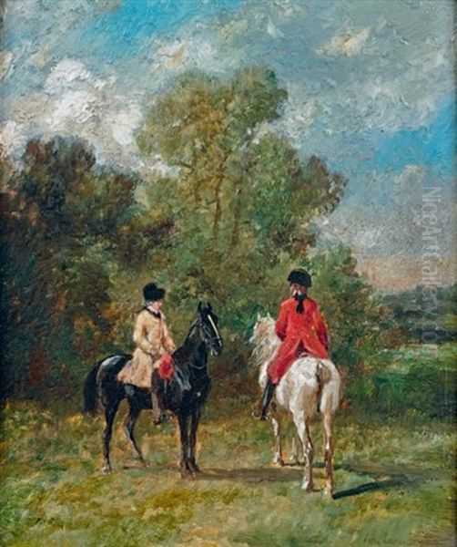 Deux Cavaliers En Habit Louis Xv Oil Painting by John Lewis Brown