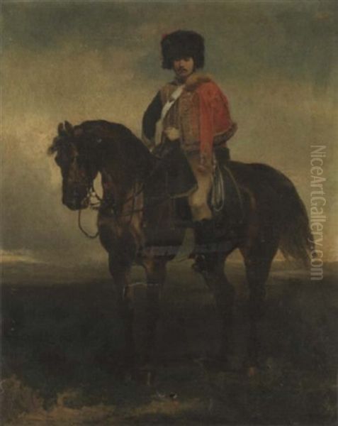 Hussard A Cheval Oil Painting by John Lewis Brown