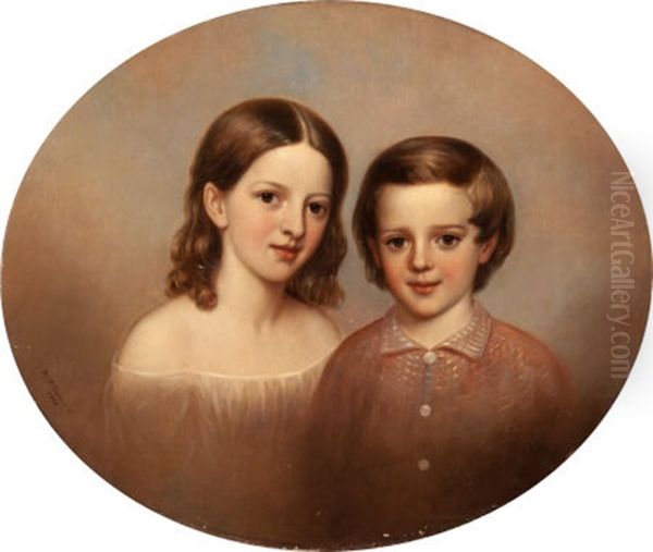 Siblings Oil Painting by Mannevillette Elihu Dearing Brown