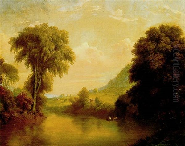 View On Mohawk From Morris' Bridge Oil Painting by Mannevillette Elihu Dearing Brown