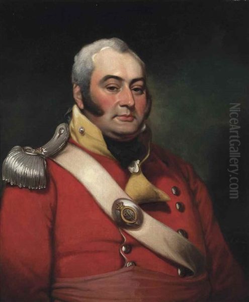 Portrait Of George Fermor, 3rd Earl Of Pomfret, Wearing The Uniform Of A Captain In The Northamptonshire Militia Oil Painting by Mather Brown