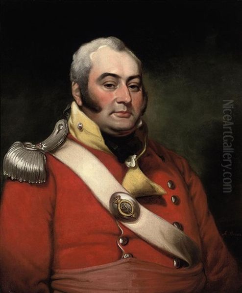 Portrait Of George Fermor, 3rd Earl Of Pomfret Wearing The Uniform Of A Captain In The Northamptonshire Militia Oil Painting by Mather Brown