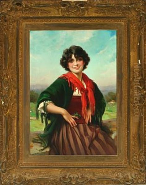 Portrait Of A Romany Oil Painting by Maynard Brown