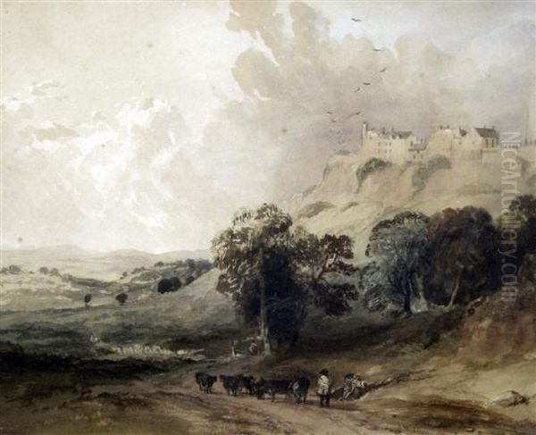 Cattle Drover In A Landscape Oil Painting by Joseph William Allen