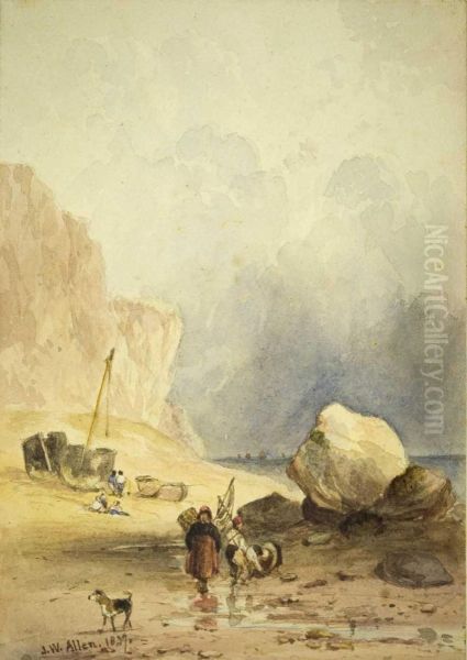 Kustenlandschaft Mit Fischern Oil Painting by Joseph William Allen