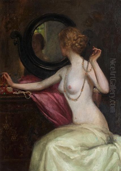 Lady At Her Dressing Table Oil Painting by Thomas Austen Brown