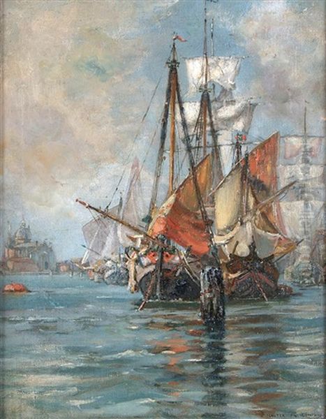 Venetian Sail Boats Oil Painting by Walter Francis Brown