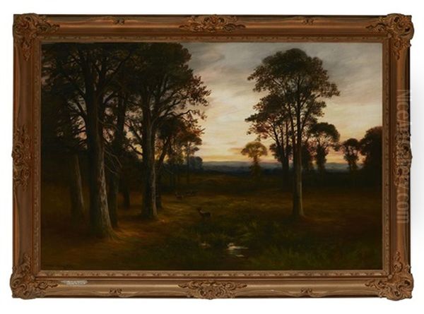 Evening In The Forest, Sluggan, Carrbridge Oil Painting by William Beattie Brown