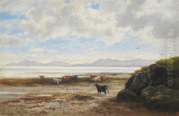 Scottish Coastal Scene With Cows Oil Painting by William Beattie Brown