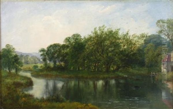 On The Water Of Leith Near Edinburgh Oil Painting by William Beattie Brown