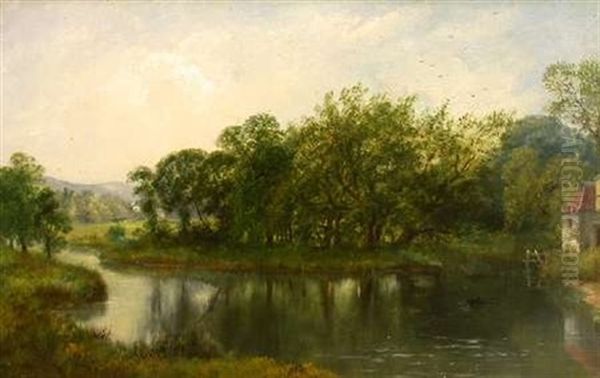 On The Water Of Leith Near Edinburgh Oil Painting by William Beattie Brown