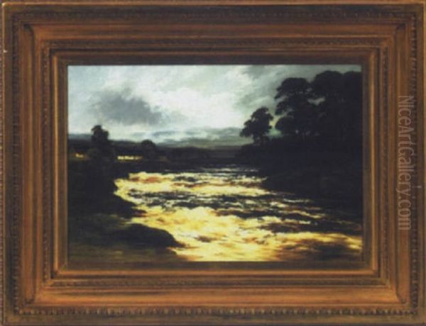 River Landscape Oil Painting by William Beattie Brown