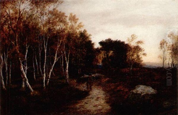 The Birch Wood, Autumn Evening Oil Painting by William Beattie Brown