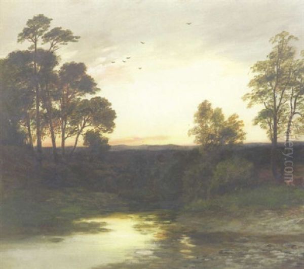 Evening On The River Nethy, Strathspey Oil Painting by William Beattie Brown