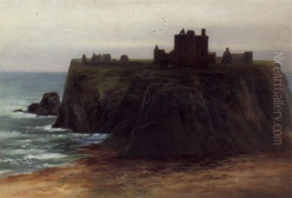 Dunlotter Castle Oil Painting by William Beattie Brown