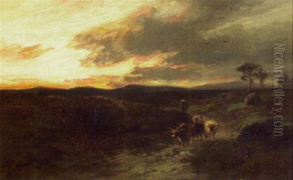 A Moorland Road, Sundown Oil Painting by William Beattie Brown